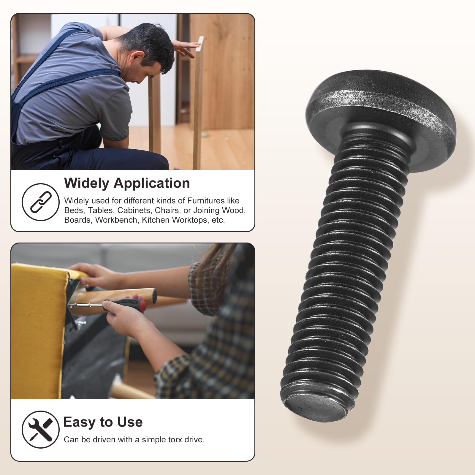 METALLIXITY Pan Head Torx Security Screws Bolts (M3-0.5x8mm) 100Pcs, Button Torx Head Machine Screws Carbon steel - Image 4