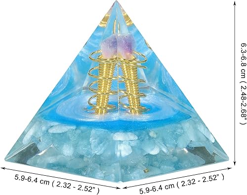 Miniatura 2 de Rockcloud Amatista Cluster Orgón Pirámide Orgonita Aguamarina Cristal Generador de Energía de Escritorio para la Buena Suerte Prosperidad Riqueza,