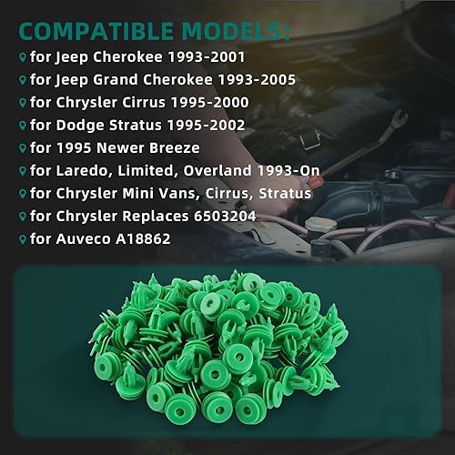 Miniatura 6 de AUTOKAY 100 piezas de clip de panel de puerta para Jeep Grand Cherokee 1993-2005 Cherokee 1993-2001, para Chrysler Cirrus 1995-2000, para Dodge