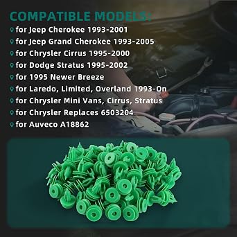 AUTOKAY 100pcs Door Panel Clip Trim Fastener Fits for Jeep Grand Cherokee | 1993-2005 Cherokee 1993-2001, for Chrysler Cirrus 1995-2000, for Dodge Stratus 1995-2002 Re# 6503204 A18862