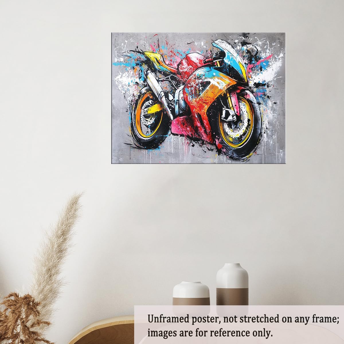 Amazon.com: Vintage Graffiti Motorcycle Canvas Wall Art – Colorful