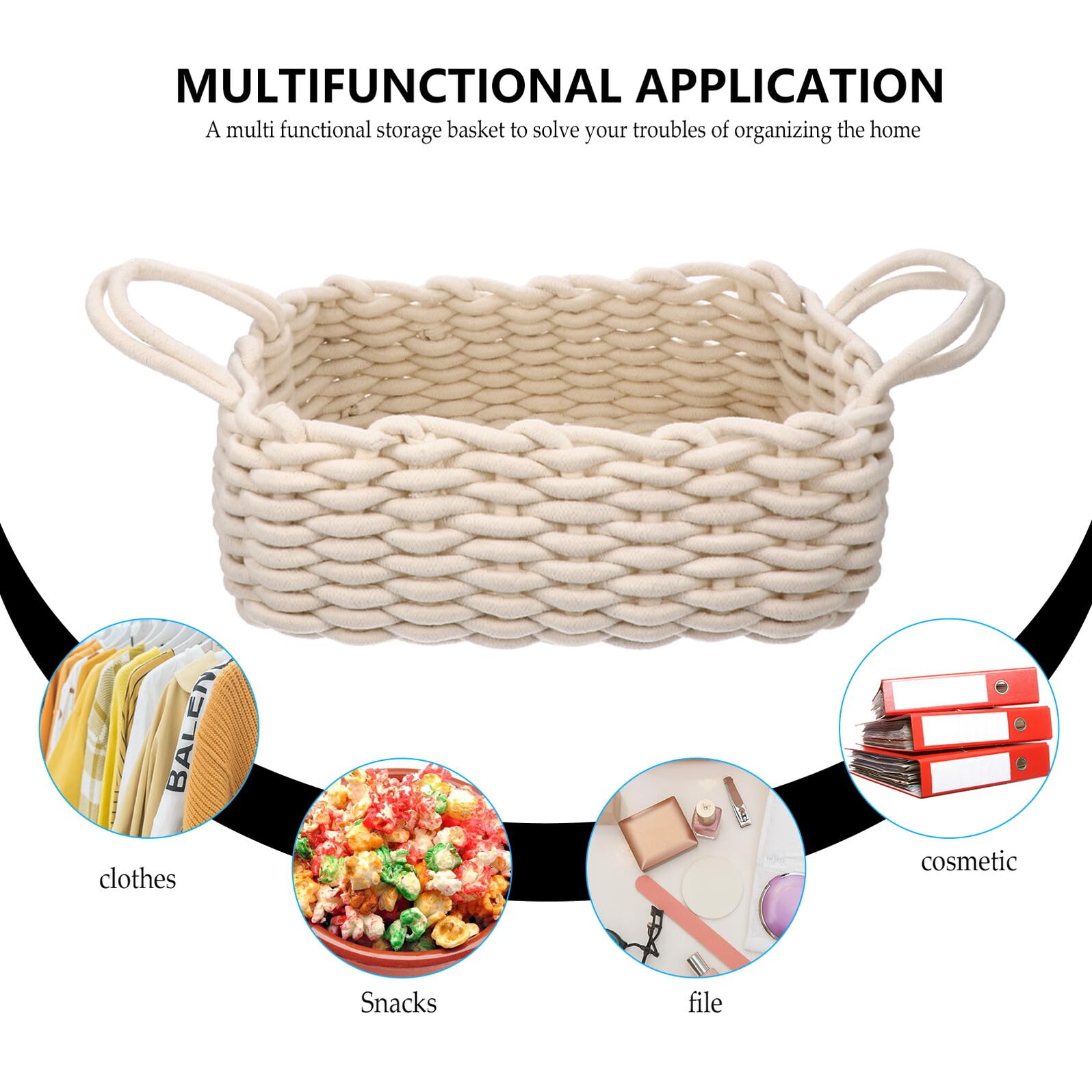 Gadpiparty Großer Baumwoll aufbewahrungskorb Handgefertigt Runder Organizer für Snacks Haushaltswaren Wohnzimmer Schlafzimmer Kinderzimmer