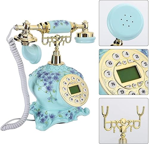 Miniatura 2 de Nueva réplica de teléfono antiguo, teléfono antiguo de la casa telefónica antigua, teléfono doméstico, pantalla de llamada FSK DTMF detección