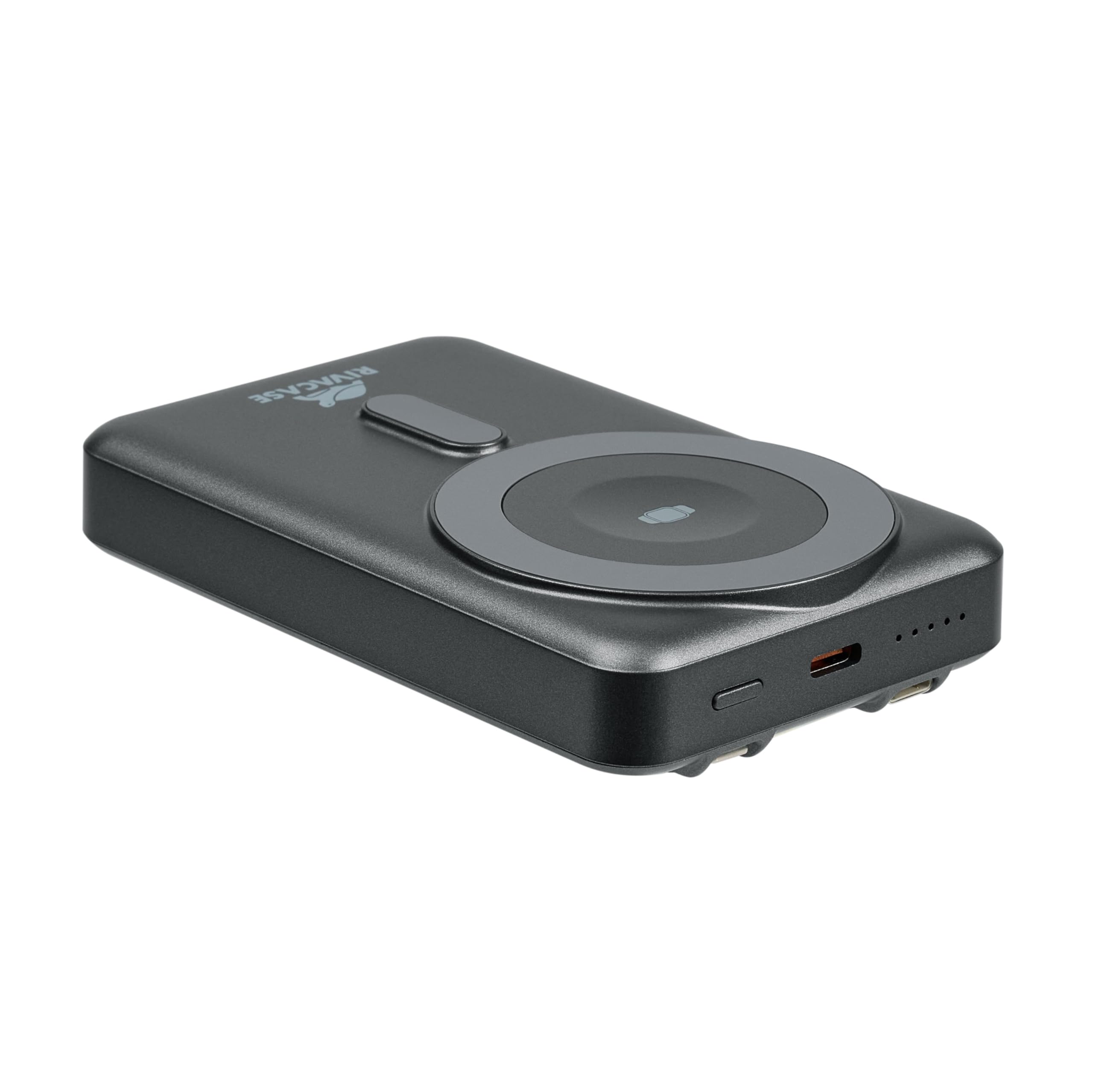 RIVACASE VA2608 - Batería externa Magsafe Qi de 15 W, batería externa con QC/PD 22,5 W, 10000 mAh, función de carga rápida, 2 cables integrados, compatible con iPhone, Apple Watch, Samsung, Xiaomi,