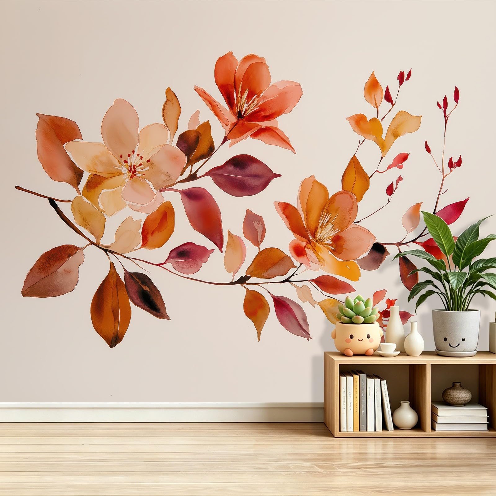 Papier peint intissé panoramique fleurs aquarelle lavable et stable