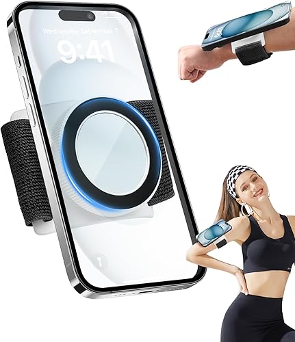 Miniatura 12 de TOPGO Soporte de teléfono para correr para iPhone [giratorio de 360° y anticaída mejorado] Soporte magnético para teléfono celular, brazalete