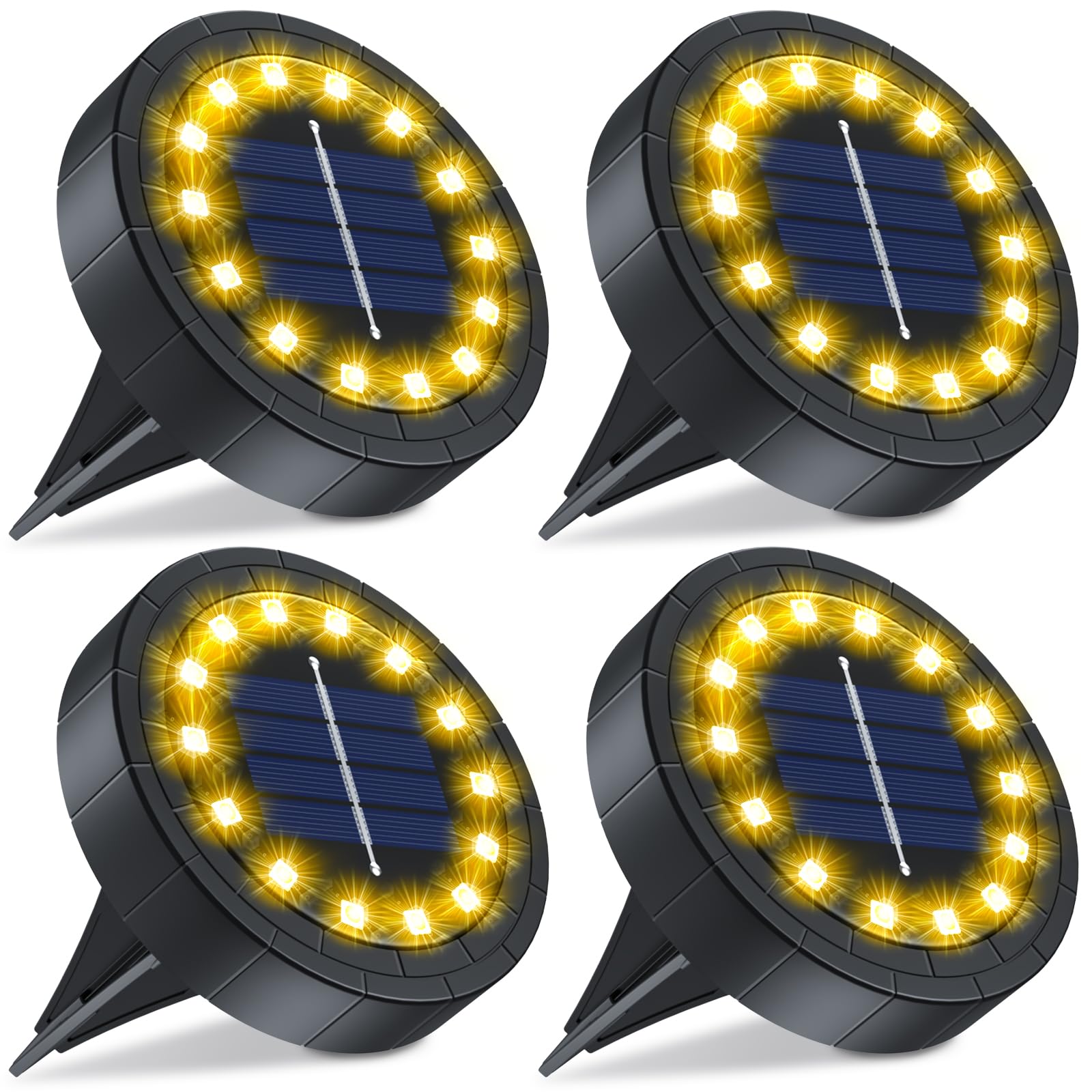 GIACOMO 14LED Luci Solari per Giardino IP65, Nuovo stile 2024 Lampade Solare Esterno Incasso Faretti a Terra Luce Sepolta Solare Impermeabile per Prato Vialetto Scala Paesaggio, Bianco Freddo