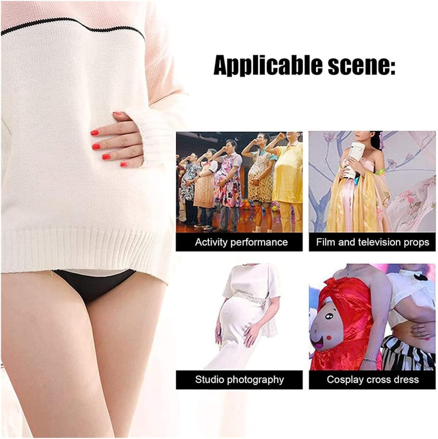 Silicone Fake Pregnancy Bump Prosthetic - Adjustable Maternity Belly Simulator for Film, Cosplay & Gender Reveal - Realistic 3-10 Month Belly Pad with Breathable Design