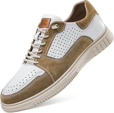 Mens Elevator Shoes Height Increase 2.3 Inch Invisible Height Boost Suede & Leather Upper, Slip-On Style with Elastic Laces, Non-Slip Sole, Stylish Casual Leather Shoes for Men