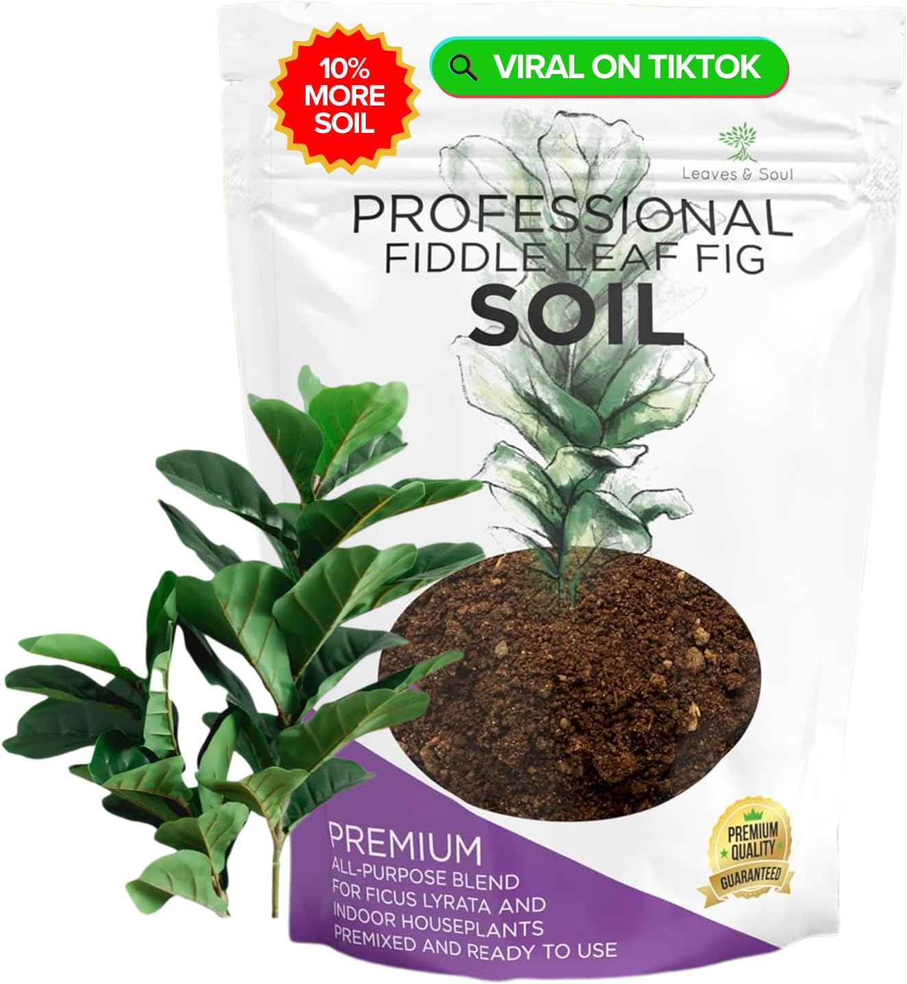 Professional Fiddle Leaf Fig Soil Mix Ready to Use Extra Large 8.2 Quarts, Premium Potting Soil for Fiddle Leaf Fig Indoor Houseplants, Peat Sawdust Coarse Sand Pinebark Made in USA