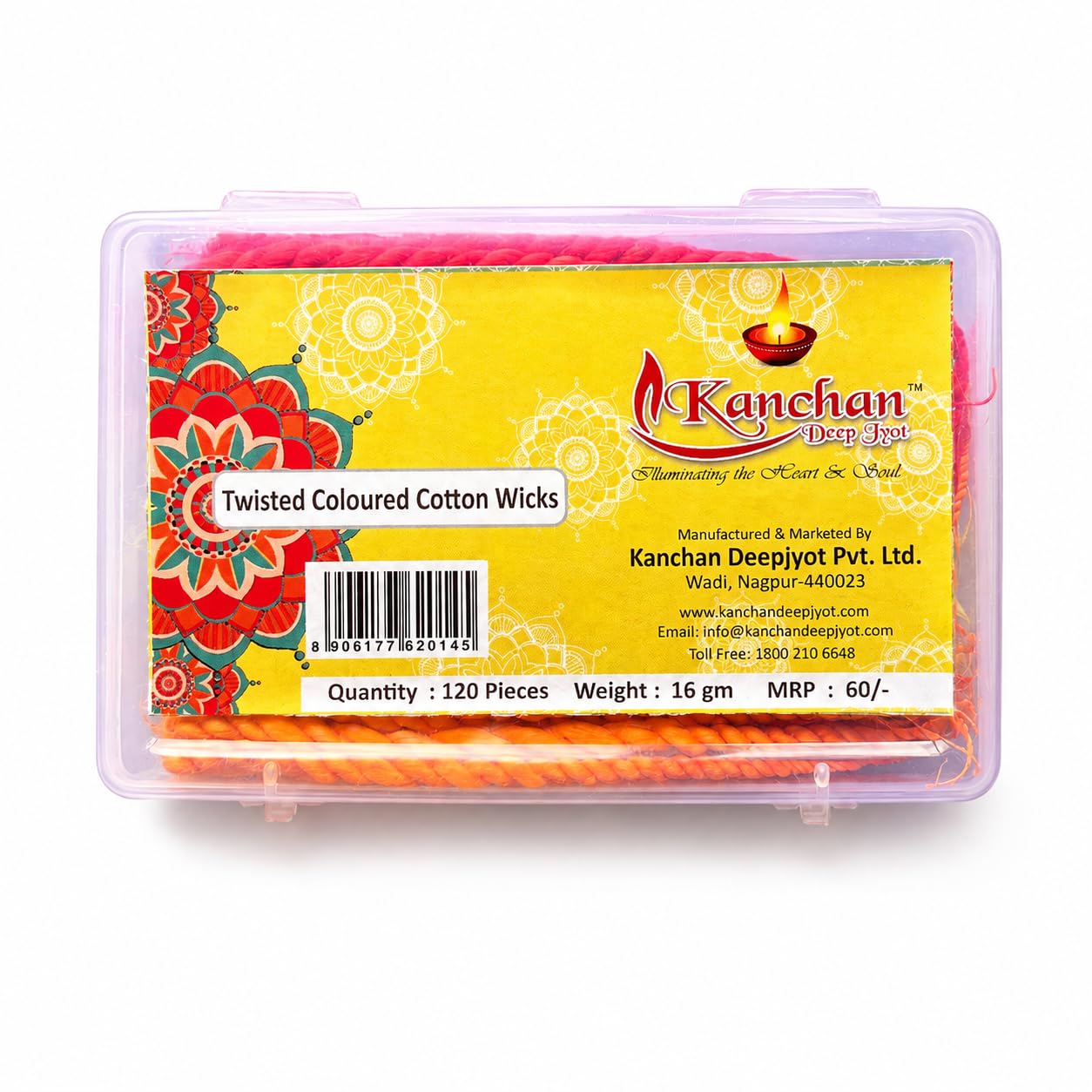 Twisted Coloured Cotton Wicks for Pooja, Diya Batti, Temple & Festival Use | Cotton Jyot Batti | 120 Pieces (Pack of 3-360 Pieces)-image-20