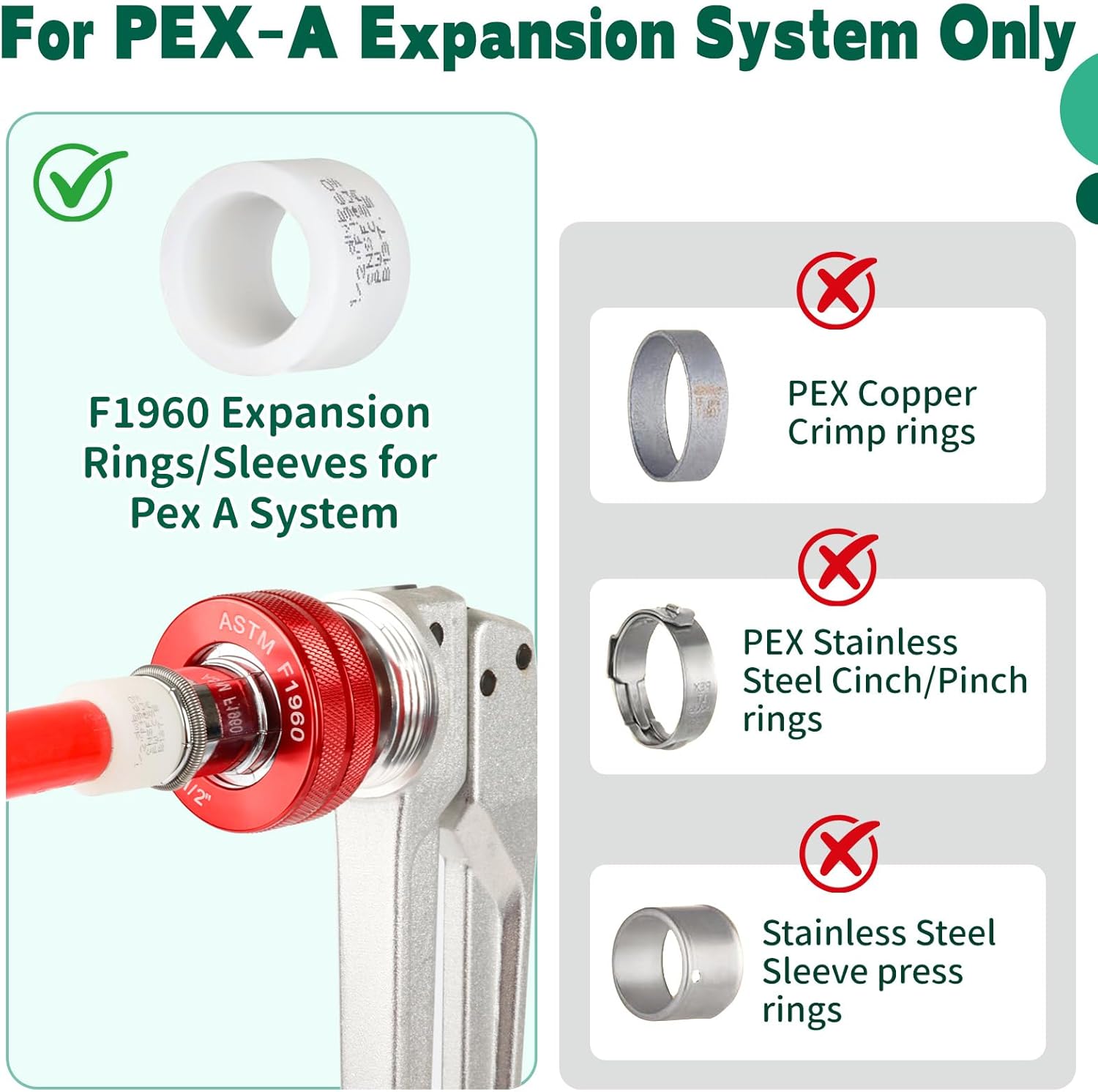 3/4 Inch PEX-A Expansion Tee Fittings, ASTM F1960 Brass Plumbing Tee Connector, Lead-Free Brass PEX-A Pipe Fittings for Potable Water, Hot and Cold Plumbing, Hydronic Radiant Heating (10-Pack)