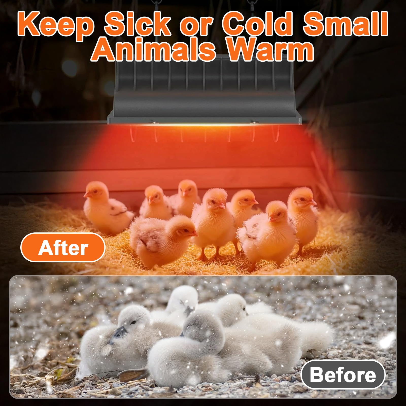 Lampe Chauffante pour Poussins, Chauffage pour Poulailler 250W, Lampe Chauffante pour Poulailler, Abat-jour pour Animaux avec Interrupteur Économique , Chauffe-couveuse Réglable en Hauteur