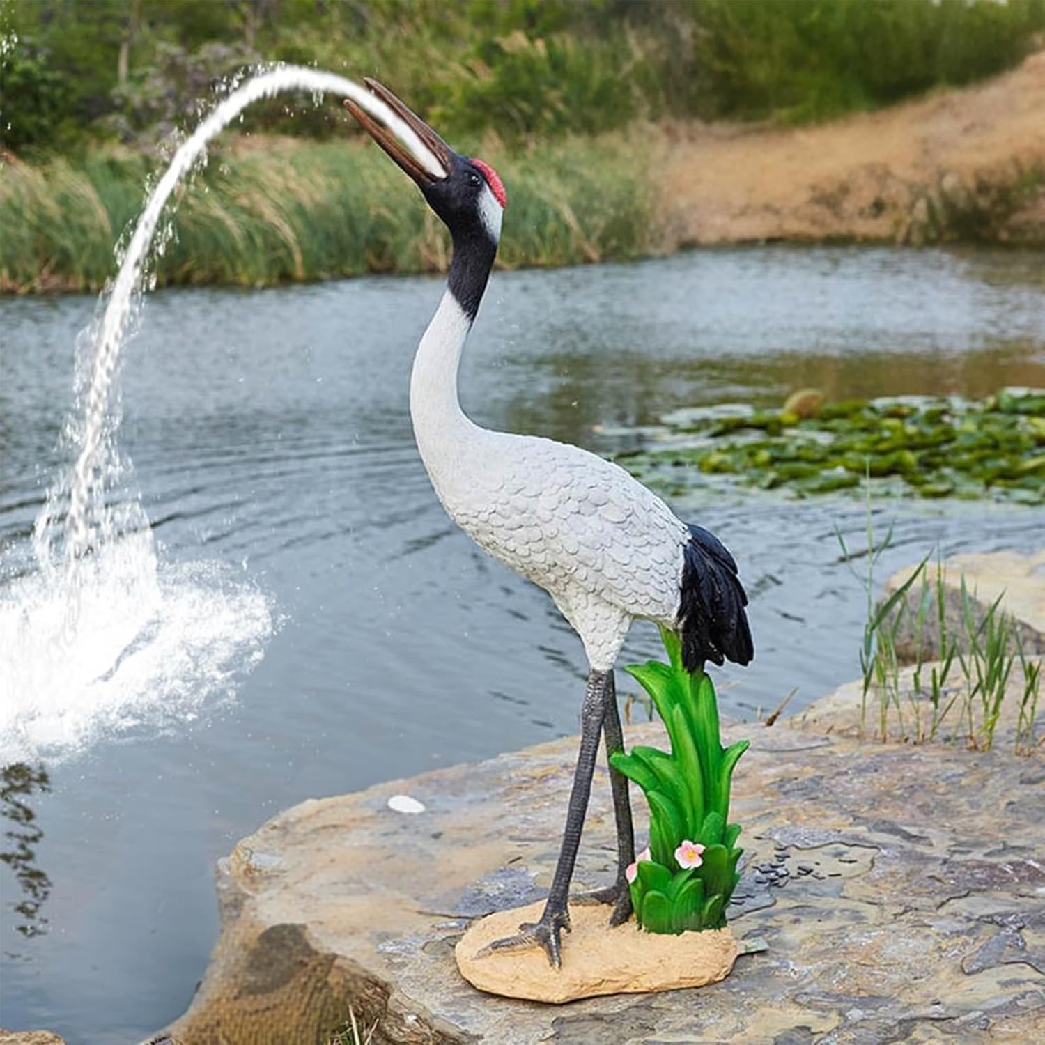 Garden Pond Spitters, Animal Pond Fountains, Outdoor Water Feature Statue, Garden Decor for Koi Pond, for Garden, Yard, Lawn, Birthday Friends(43 * 25 * 87cm/16.9 * 9.8 * 34.2in)