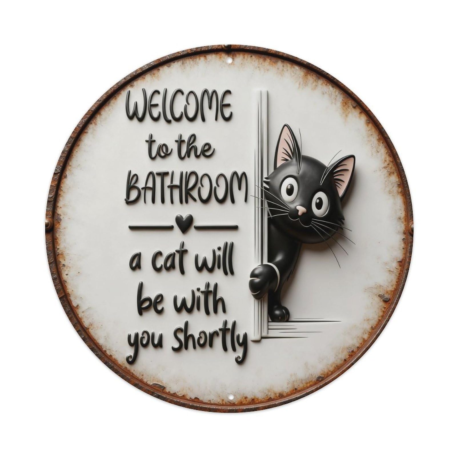 Zlatcbu Vintage Welcome To The Bathroom Cat Sign Metal Tin Sign Retro Wall Art Poster, Decor For Home Living Room Bar Cafe Garage, 8X8 Inch