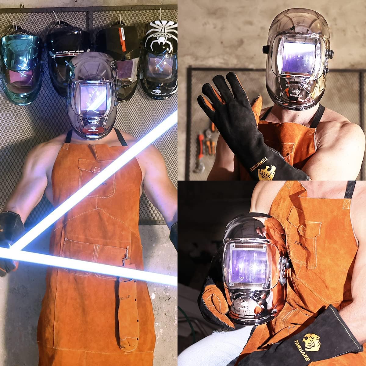 Tekware Ultra Large Viewing Auto Darkening Welding Helmet,4 Arc Sensor Welder helmet, True Color Solar Powered Welding Hood, Hemispherical 4C Lens, Variable Shade 4~5/9-9/13 Weld Grinding Mask - - 