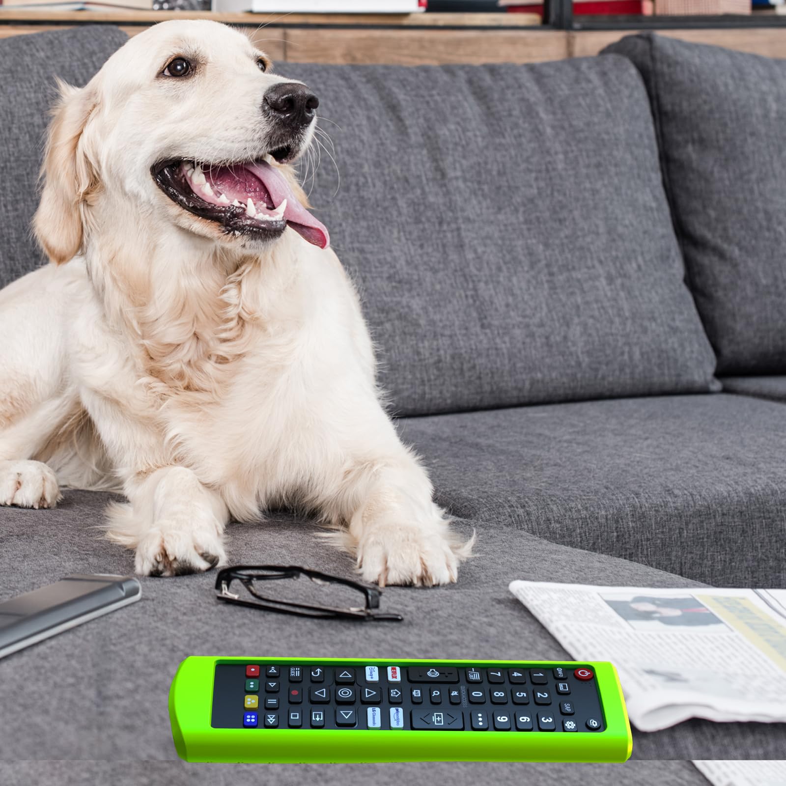 Paquete de 2 fundas para mando a distancia LG TV, funda para mando a distancia LG para Smart TV, funda de repuesto para batería que brilla en la oscuridad, verde y azul