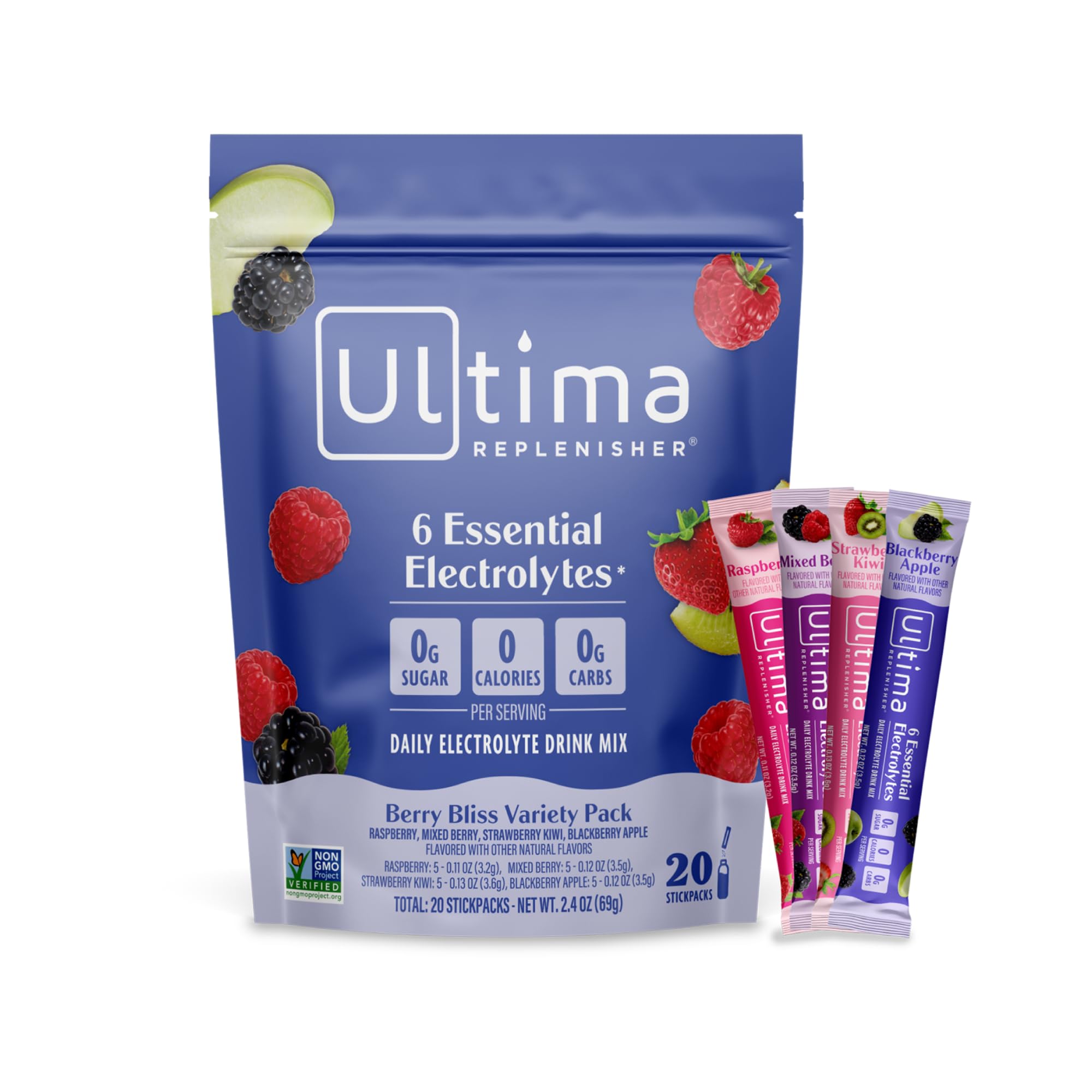 Ultima Replenisher Daily Electrolyte Powder Stickpacks, Watermelon Flavor | Zero Sugar Hydration with 6 Electrolytes - main product image
