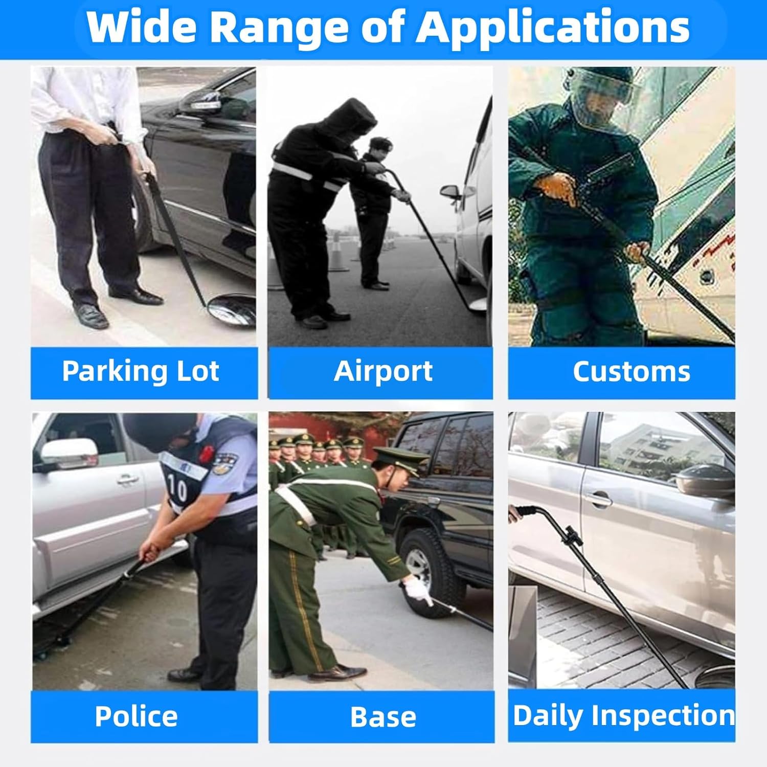 Telescoping Inspection Mirror, 360 Large 11.8 in Under Car Inspection Mirror with LED Light, Inspection Mirror Telescoping Swivel Head for Vehicle, Checkpoints