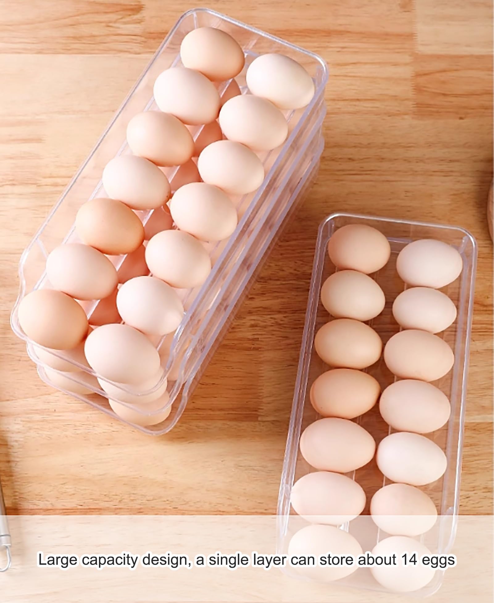 Organizador de huevos transparente para nevera, organizador de huevos con 42 rejillas para refrigerador, contenedor de almacenamiento de huevos rodantes