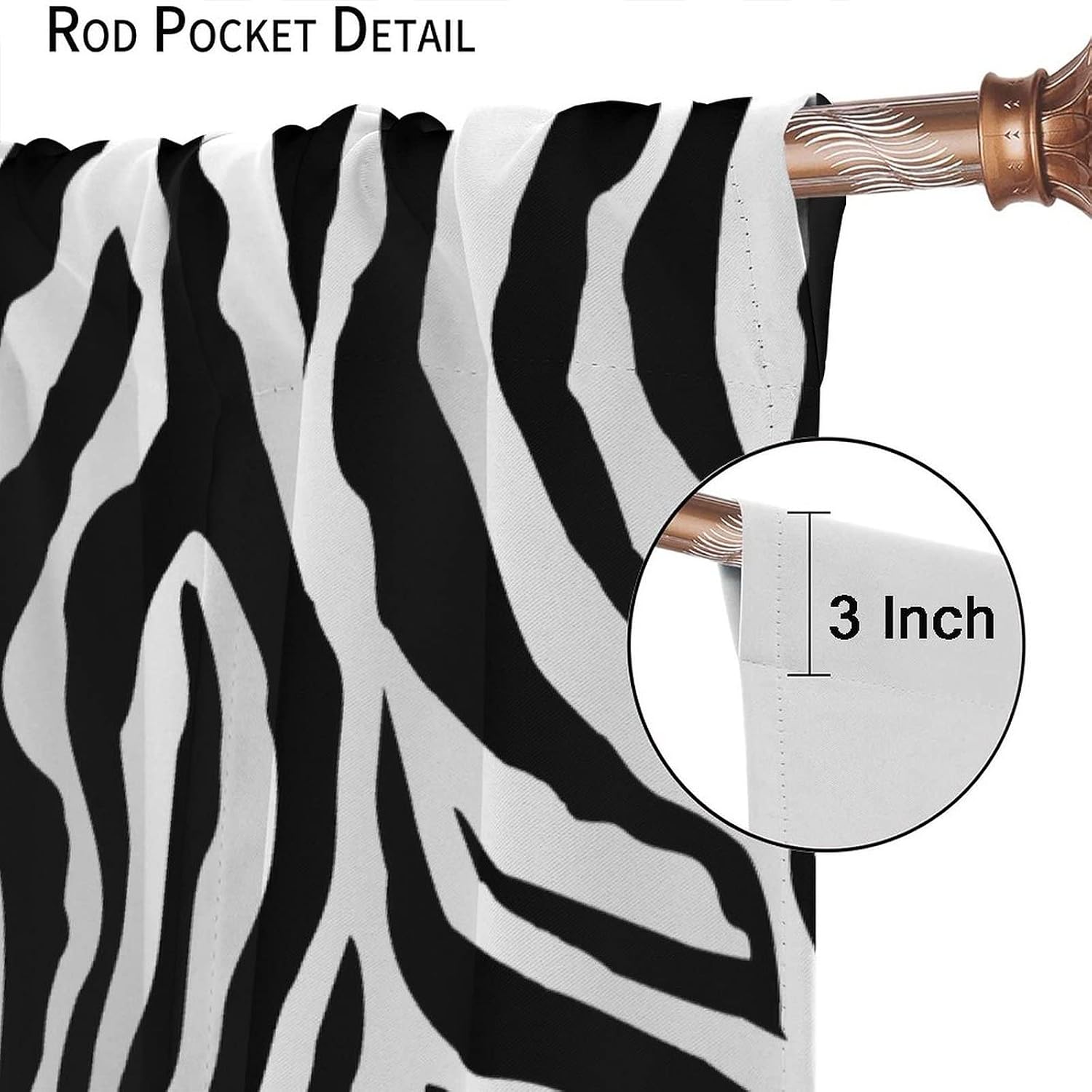 Animal Print Curtains Cow and Zebra Stripes Blackout Print Rod Pocket Window Drapes for Bedroom Living Room 42x54in