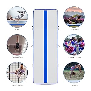 FunWater Inflatable Gymnastics Mat 10ft/13ft Tumble Track Tumbling Mat 4in Thick Gymnastic Mats for Kids with Electric Pump for Home Use/Training/Cheerleading/Gym/Yoga