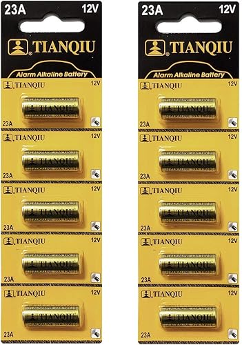 Tianqiu Batería alcalina A23 12V, tira de lágrima (10 baterías)