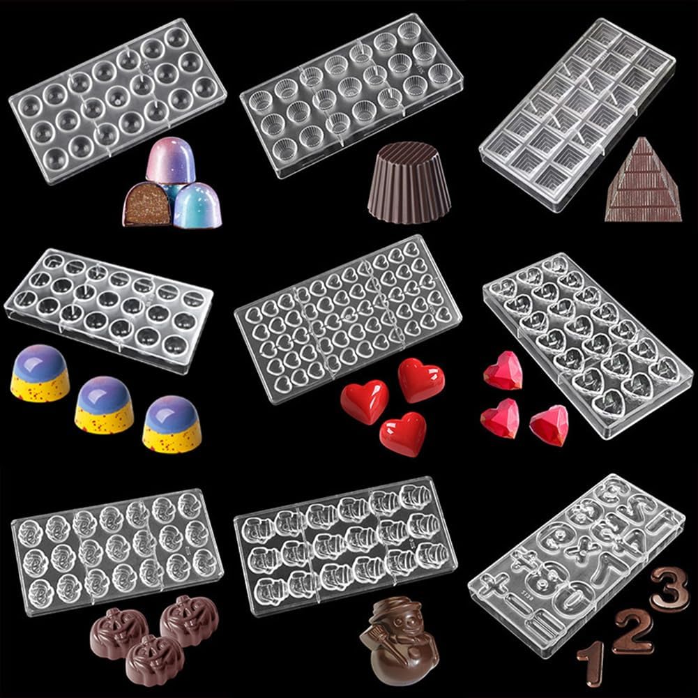 チョコレートキャンディ型 ポリカーボネート製 チョコレート作りの型 BPAフリー ソイキャンドル ワックス溶解 丈夫な型 簡単リリー