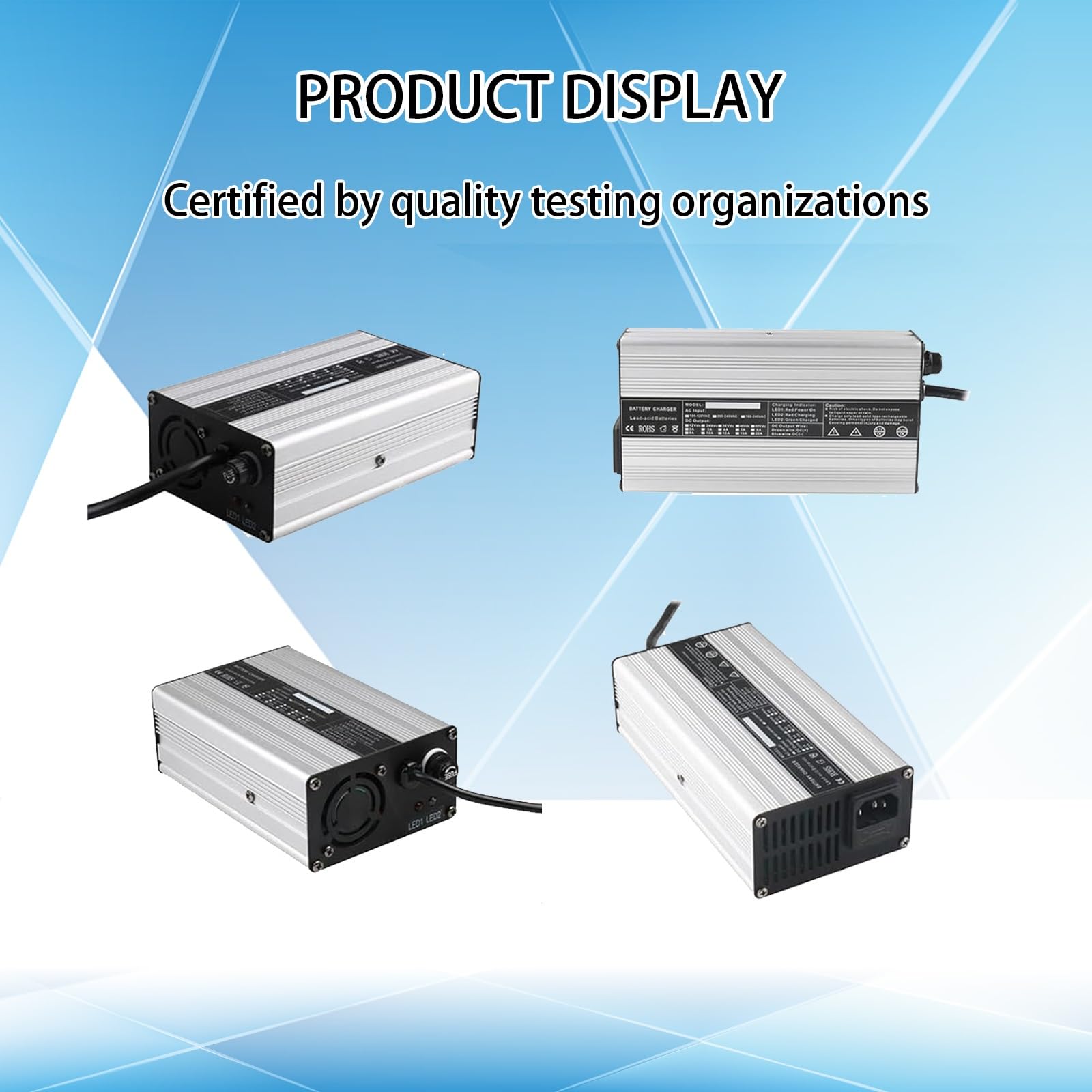 12V/24V/36V/48V/60V/72V Lead Acid Battery Chargers 240W for Car Battery Charger,Forklift Battery Charger,for Battery Packs, Power Tools,Electric Cars,Golf Carts Etc,with Plug(Plug Q,72V 2.5A)