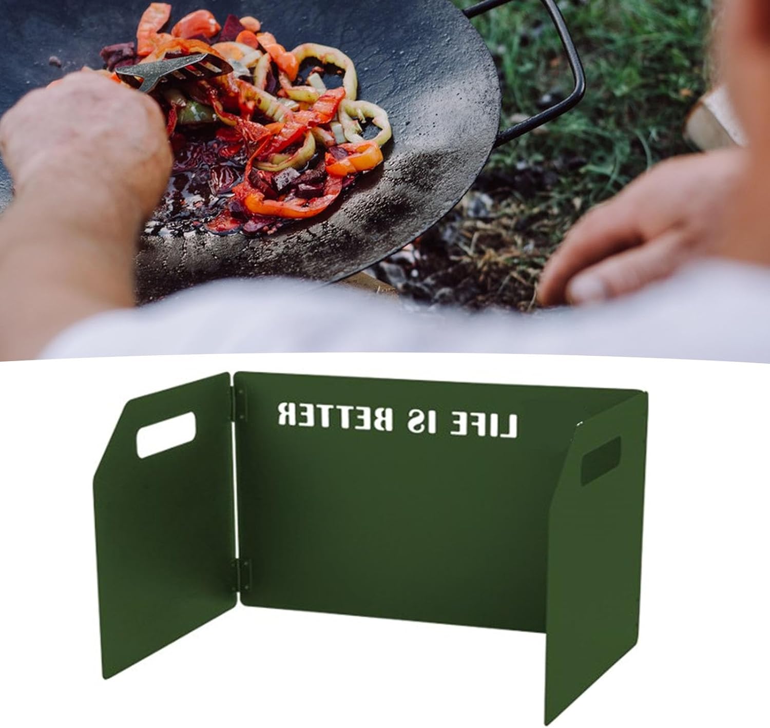 Dilwe Camping Stove Windscreen, Camping Stove Windscreen Outdoor Folding Portable Metal Stove Windshield Wind Blocker (Folded Army Green)