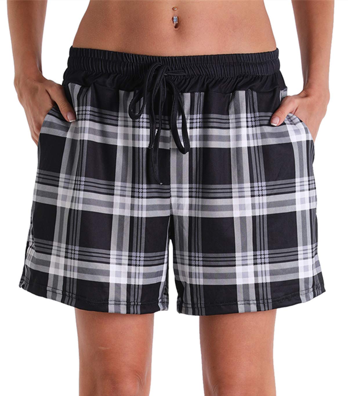 X-ImageWomen's Comfy Stretch Summer Beach Shorts Casual Pajama Shorts Yoga Short Pants with Elastic Drawstring & Pockets