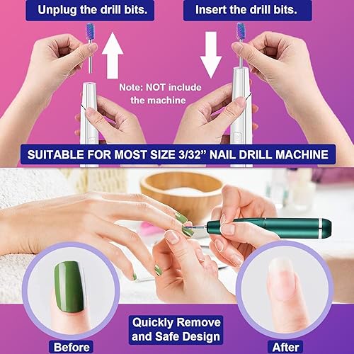 Miniatura 8 de Juego de 30 brocas de uñas con bonito soporte para brocas de uñas, brocas de uñas para uñas acrílicas, broca de cerámica profesional, broca de