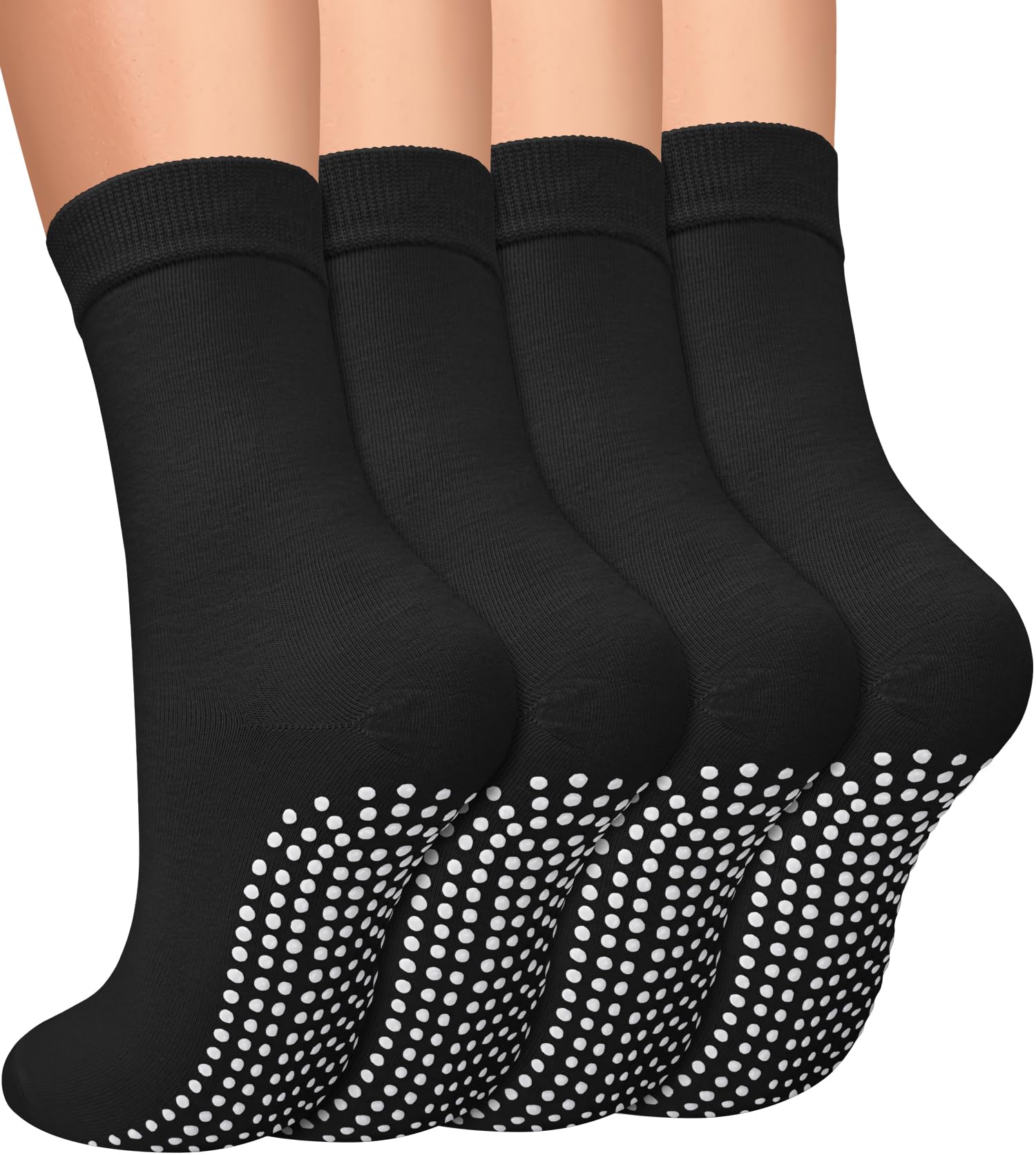 yeuG Pilates Socks for Women Non Slip Grip Socks for Yoga, Barre, Hospital, Barefoot Grippy Yoga Sock Womens Gifts 4 Pairs