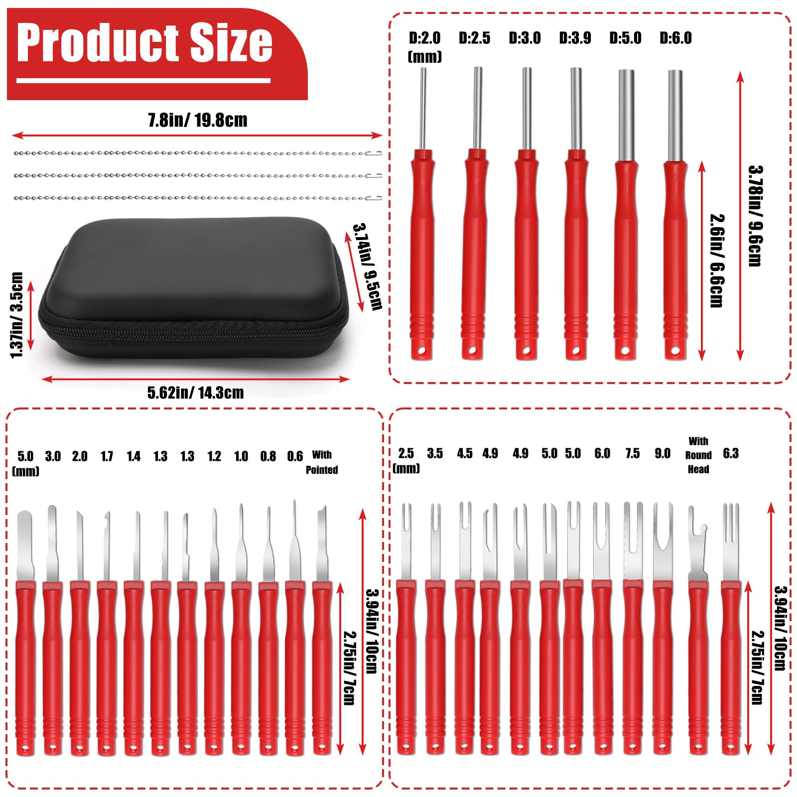 Anglekai 30+4P Terminal Pin Removal Tool Kit, Electrical Connector Depinning Tool Terminal Pin Extractor Kit Wire Release Tool for Car Household Devices (Red)