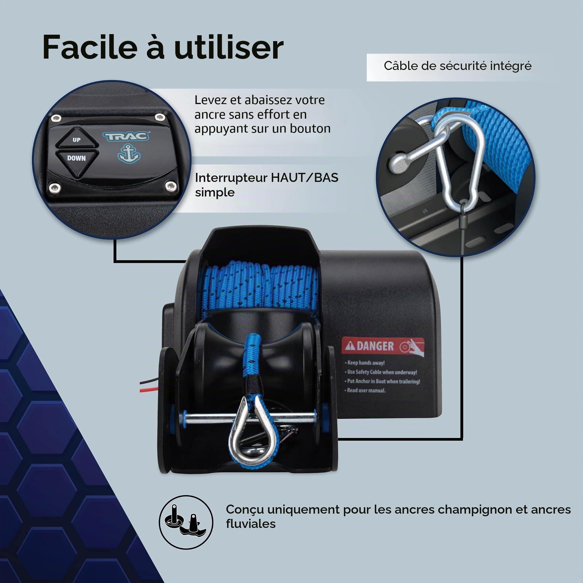 TRAC-Outdoor Products Pontoon 35 Treuil électrique d'ancrage