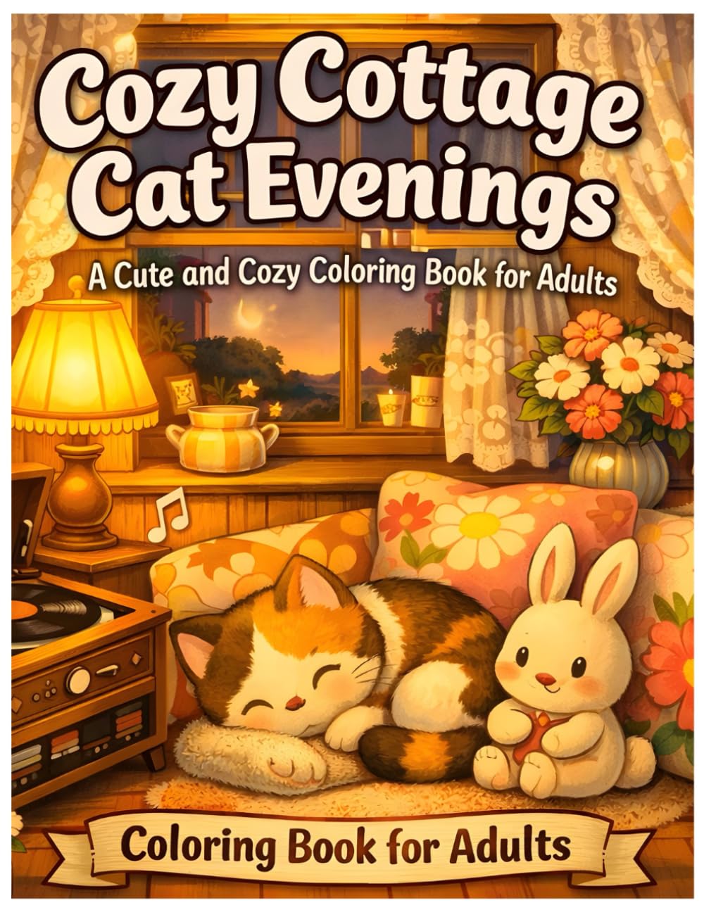 Cozy Cottage Cat Evenings: A Cute, Cozy and Relaxing Coloring Book for Adults and Kids