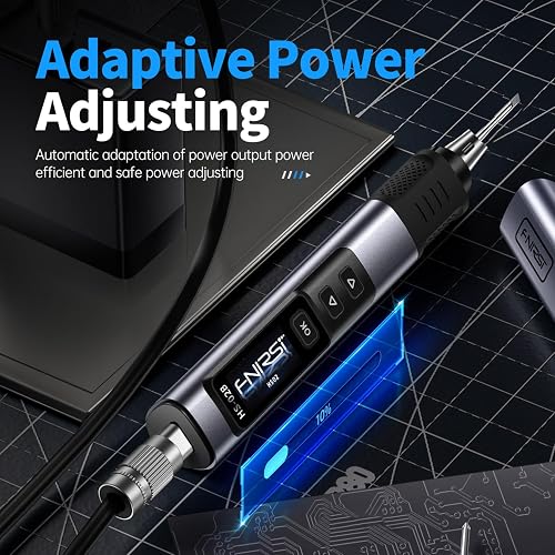 FNIRSI HS-02A Kit de fer à souder filaire portable 100 W avec étui de rangement, chauffage rapide 3S, 100 à 450 °C, température préréglée 3 groupes, 6 pointes à souder F245, stylo de fer à souder - 7