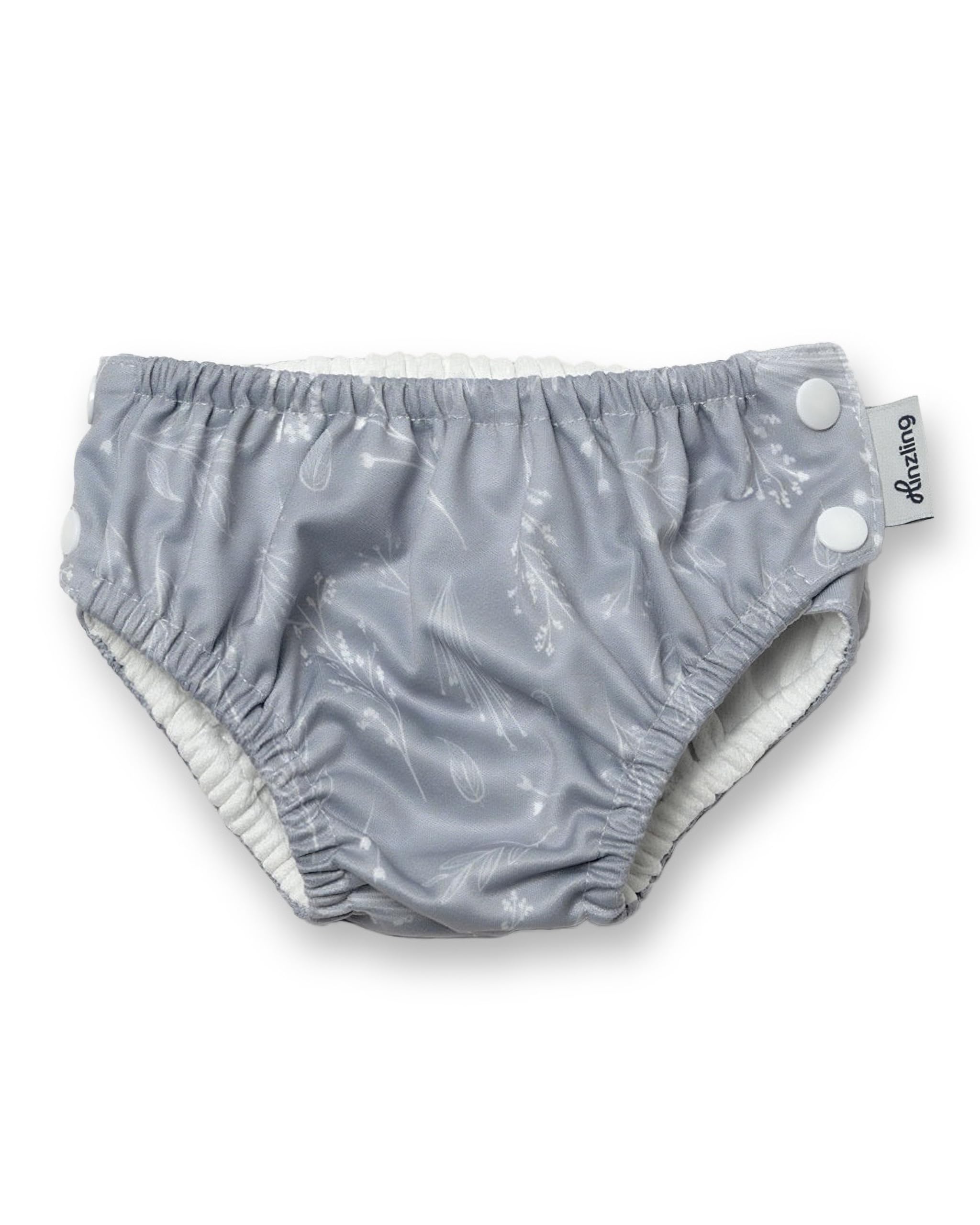 Hinzling Schwimmwindel Botanical Graphite (L - 92/98/104)– Nachhaltig, Auslaufsicher – Schwimmwindel Baby, Made in Europe – Material komplett recycelt