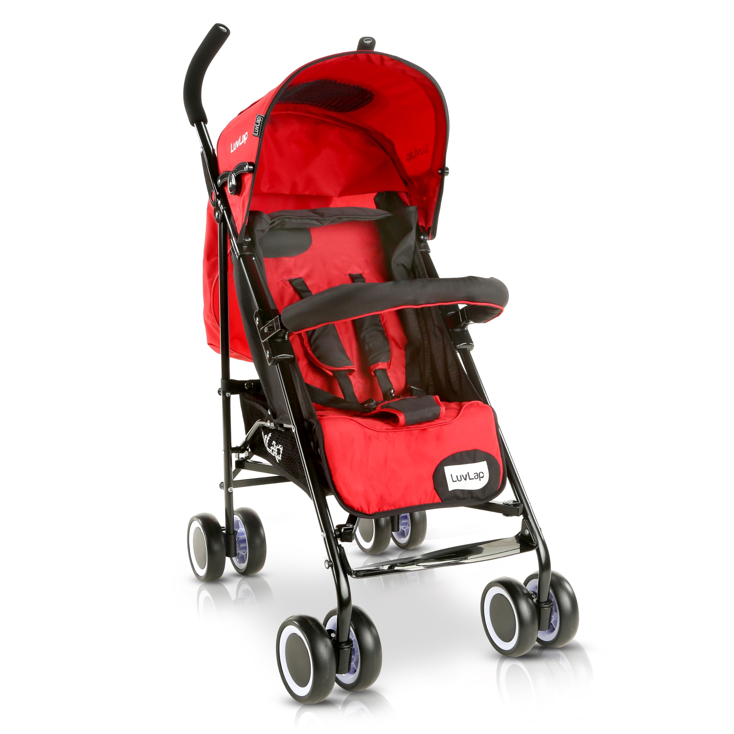 LuvLap City Baby Stroller/Buggy, Lightweight, Compact & Travel Friendly Baby pram, for 6-36 Months Baby, 5 Point Safety Harness, Adjustable seat Recline, extendable Canopy, 15Kg Capacity (Red)-image-31