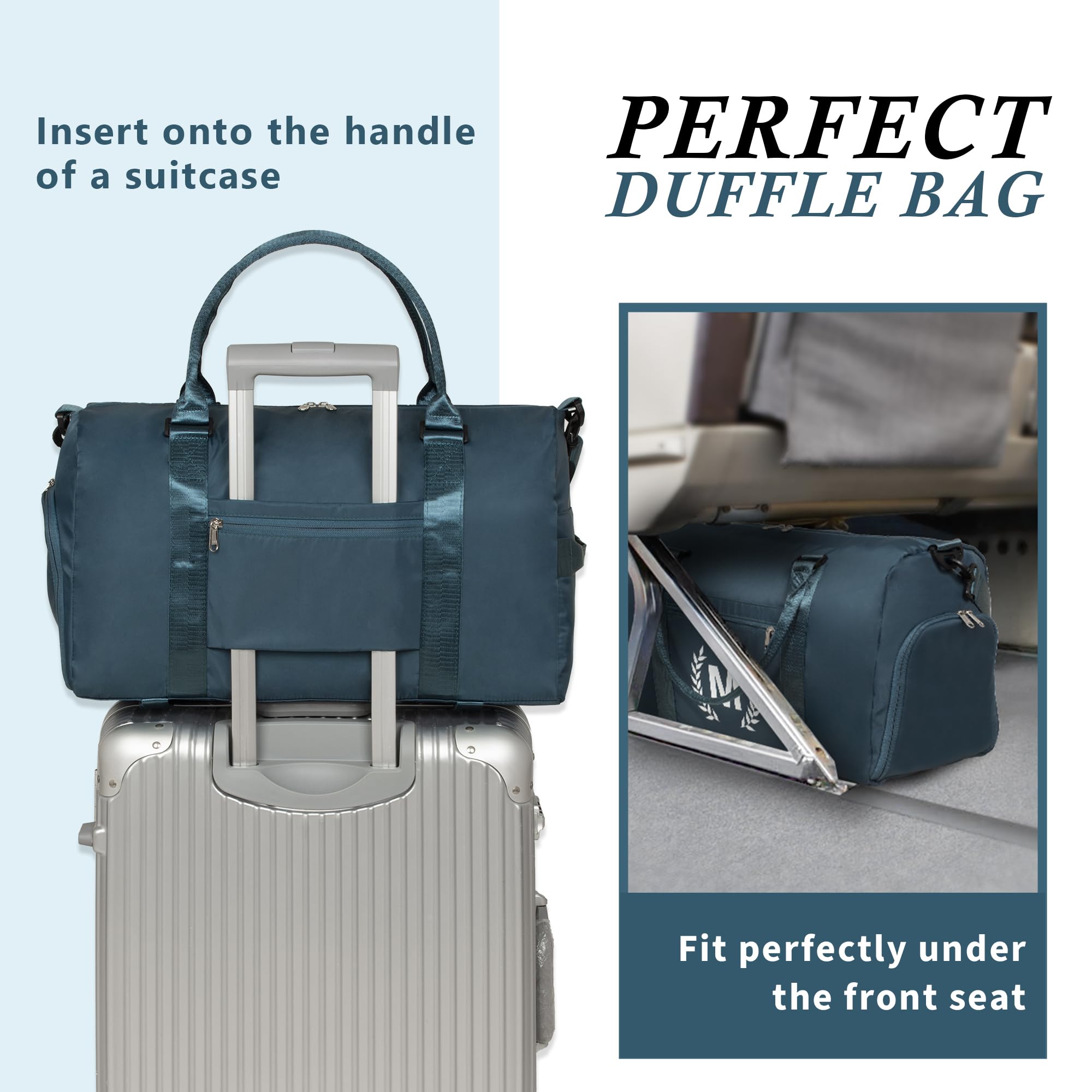 Bolsa de gimnasio para mujer, bolsa de lona personalizada con compartimento para zapatos, bolsa deportiva para yoga y baile, con bolsillo húmedo y correa para alfombrilla., azul, (Peacockblue), C