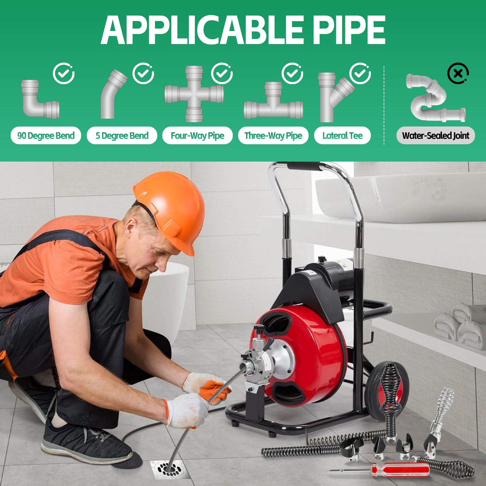 Set di utensili da taglio a spirale per scarico, 10 pezzi, per cavo di scarico ad alte prestazioni, adatto per RIDGID K-400 C-4 C-6 C-7 C-8 e C-9