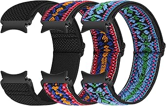 Runostrich Elastic Strap Compatible with Samsung Galaxy Watch 7/6/5/4/FE 40 mm 44 mm/Galaxy Watch 5 Pro/Galaxy Watch 6/4 Classic 43 mm 47 mm 42 mm 46 mm, Nylon Sports Watch Strap for Men and Women