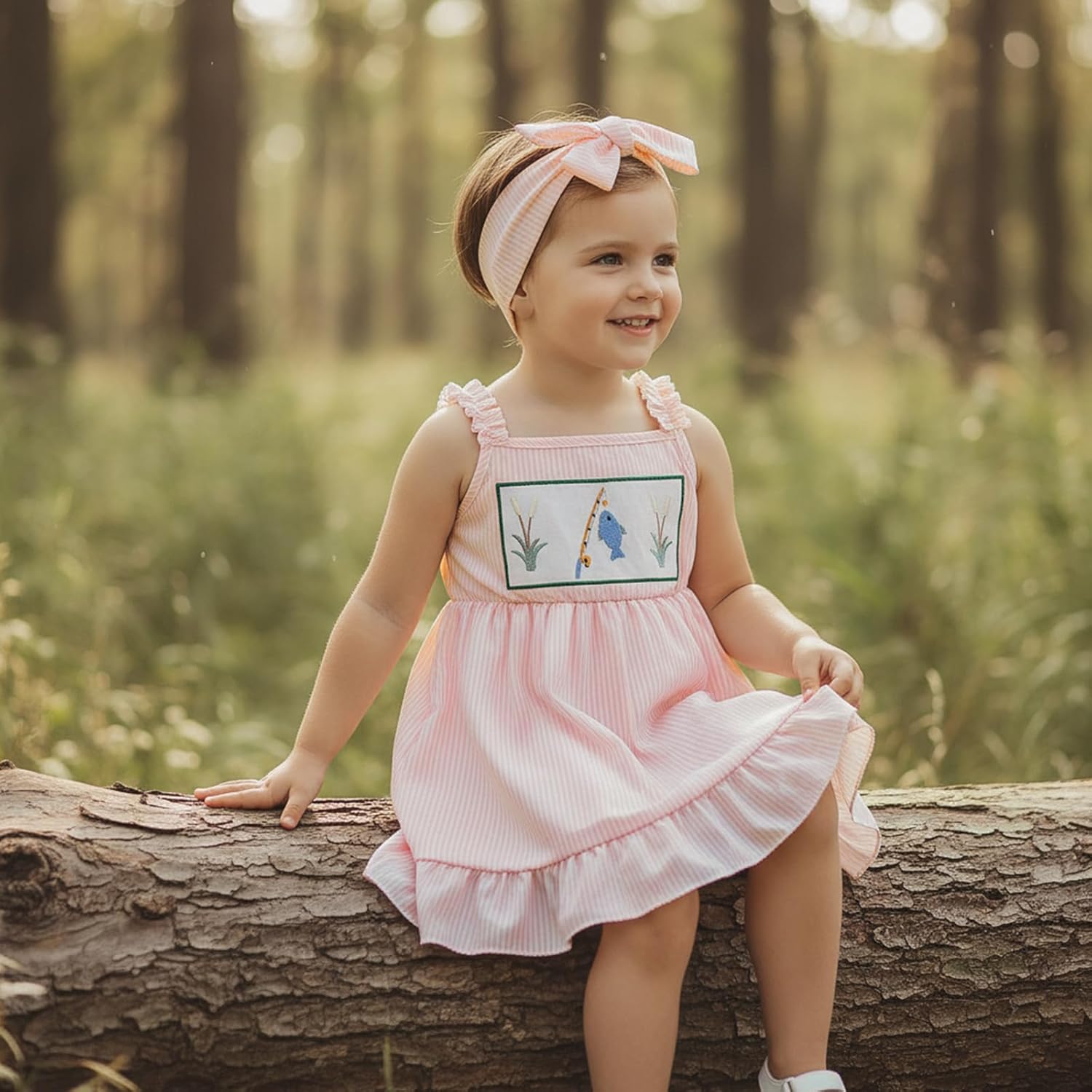 Toddler Baby Girl Dress Fish Sleeveless Stripes Ruffle Dresses Little Girls Summer Clothes Cute Kids Fishing Outfit - Image 6