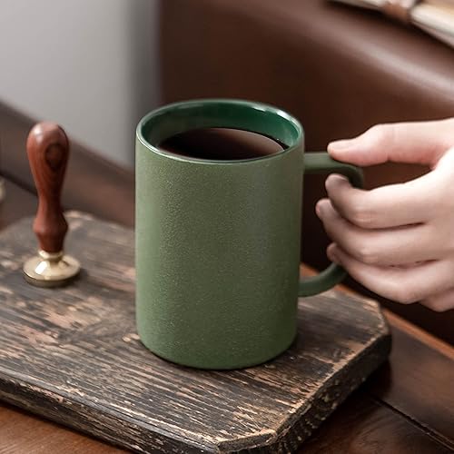 Miniatura 5 de fMBB Tazas de café de porcelana esmerilada mate para restaurante con cucharas pequeñas de mango largo juego de 2 regalo para personal de oficina o