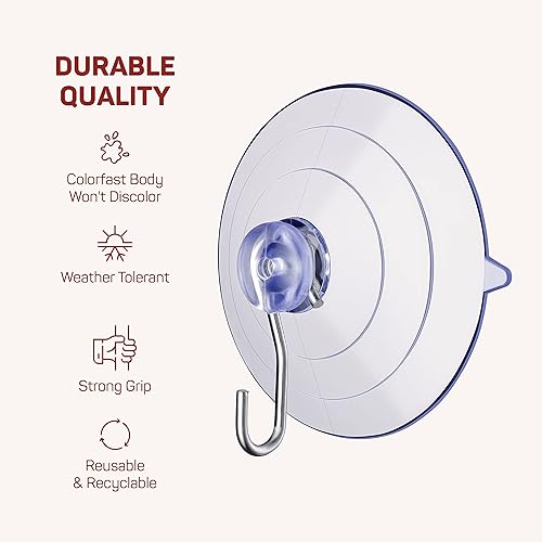 Miniatura 6 de SEWANTA Ganchos de ventosa multiusos Juego combinado de 20 unidades Potentes ventosas de ventana con ganchos para colgar en vidrio, ventanas,