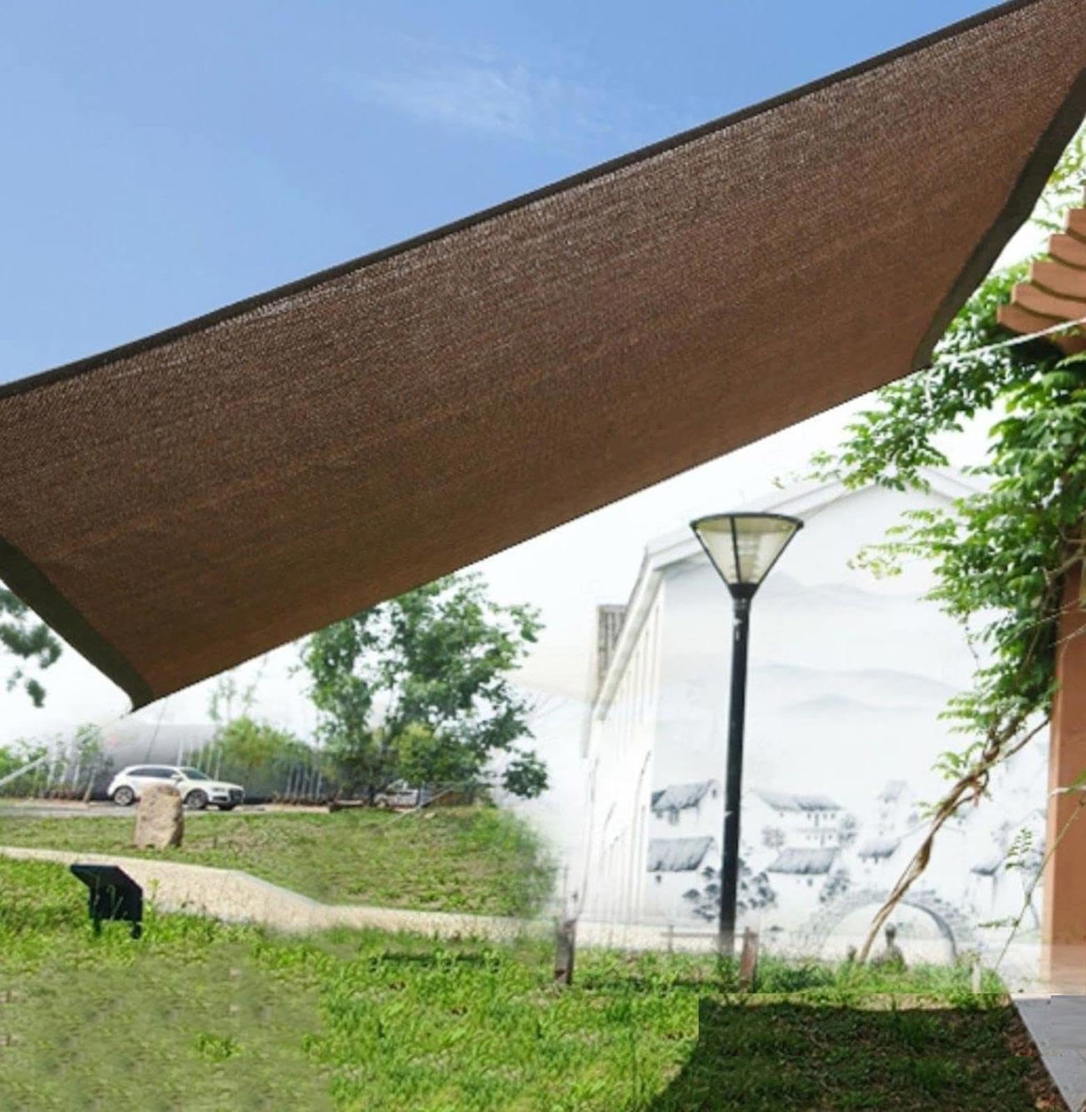 Toile Ombrage 3x3 Carré 4x4 5x5 Ombrage Terrasse Toile Pergola Voile d Ombrage 2x3 Rectangulaire RéSistant Aux 90% UV Plantes Jardin Fleurs Serre Grange Chenil Toit Couvre,brown-4x4m