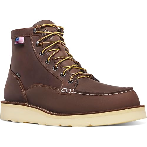 Danner 6” Bull Run Moc Toe Work Boots for Men - Oiled Full-Grain Leather Upper with Non Slip Wedge Outsole and 3-Density Cushion Footbed, EH Resistant