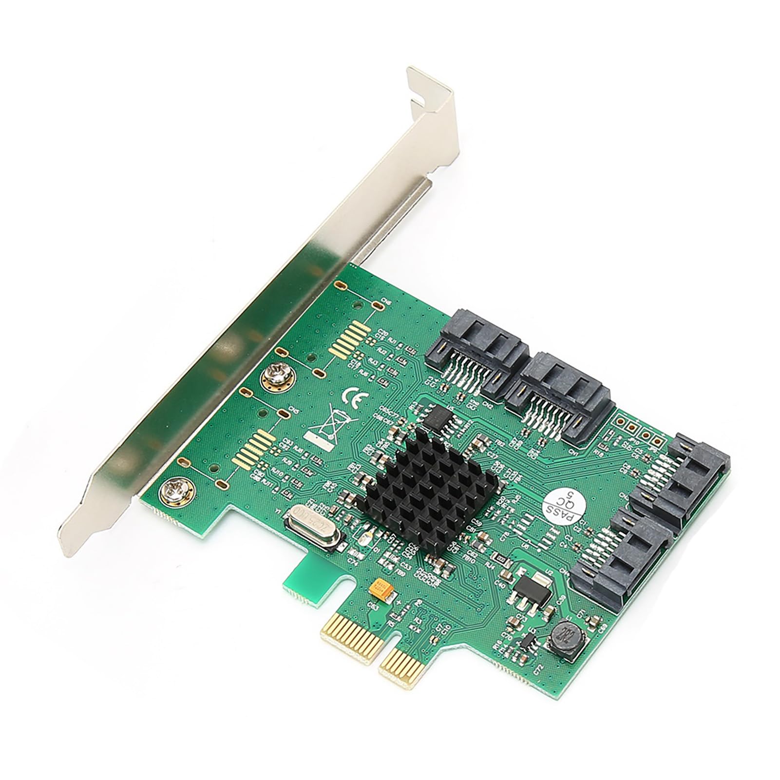 Festplatten-Erweiterungskarte PCIE SATA III 88SE9215 Zubehör für tragbare Computer 6 Gbit/s 2.0-Kanal-Adapterkarte 4 Ports unterstützt RAID-Funktion für Desktop-Computer PC Metall