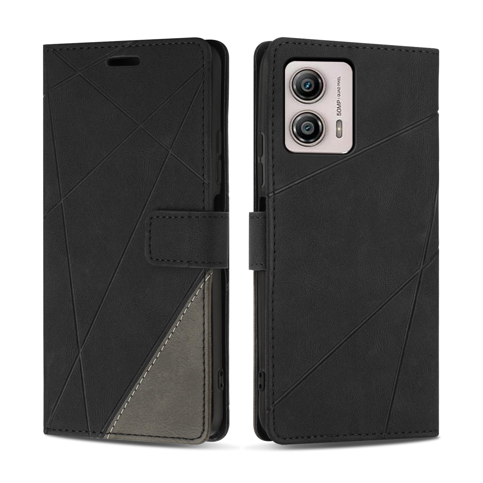 Case for MOTO G53 5G, PU Leather Flip Wallet Case Magnetic Closure Cover Card Slots Phone Case for MOTO G53 5G, Black