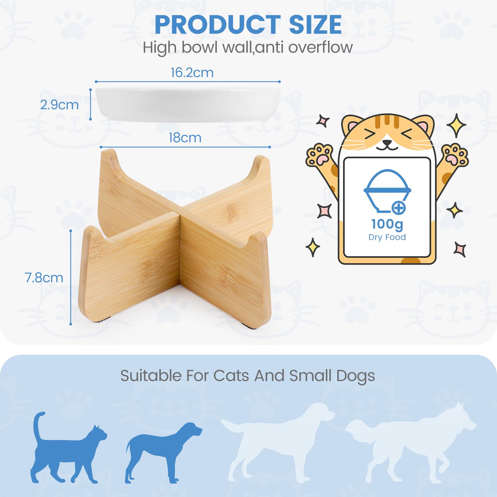 Comedero Lento de Cerámica para Gatos – Cuenco Elevado Antivómitos (8 cm), Diseño Interactivo para Comer Más Despacio, Fácil de Limpiar y con Borde Antiderrames